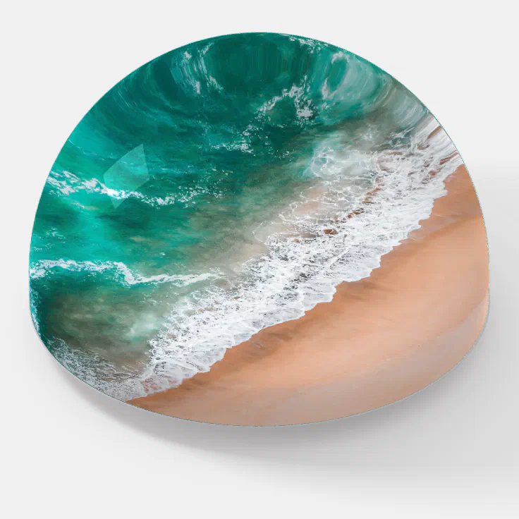 Beach ocean water on seashore sand tropical summer paperweight | Zazzle