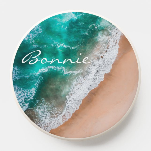 Beach ocean water on seashore sand tropical summer PopSocket (Popsocket)