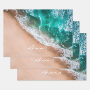 Beach ocean water on seashore sand tropical summer wrapping paper sheets