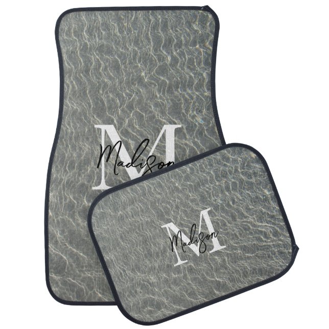 Beach Ocean Water Ripples & Sand Monogrammed Car Floor Mat (Set)