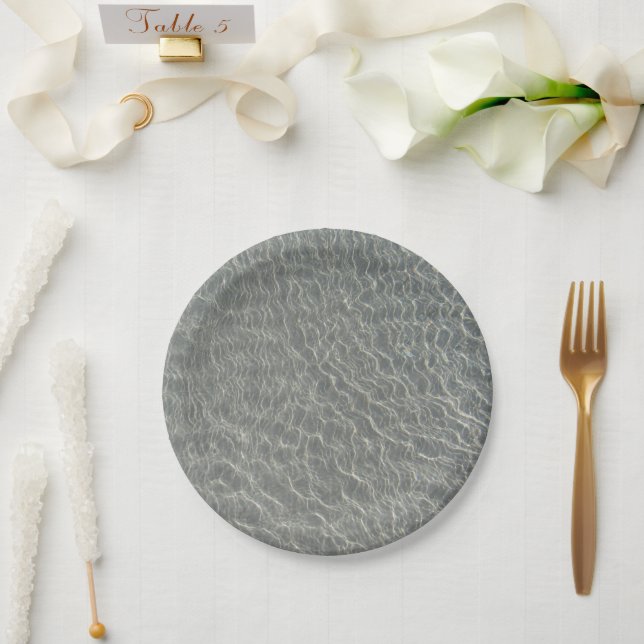 Beach Ocean Water Ripples & Sand  Paper Plates (Wedding)
