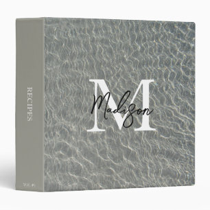 Beach Ocean Water Ripples & Sand Recipe Cookbook 3 Ring Binder