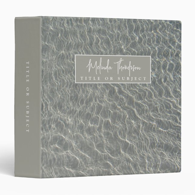 Beach Ocean Water Ripples & Sand School Office  3 Ring Binder (Front/Spine)