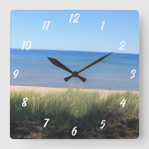 Beach Ocean Water Sky Blue Green Shore Scenic 2023 Square Wall Clock