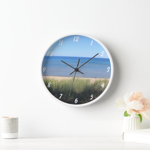 Beach Ocean Water Sky Blue Green Shore Scenic Cool Clock