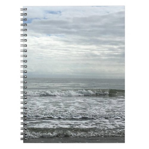 Beach Ocean Water Sky Blue White Gray Waves Cool Notebook
