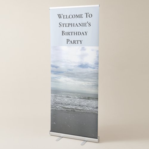 Beach Ocean Water Sky Nature Photo Birthday Party Retractable Banner