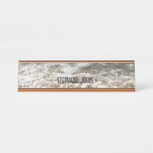 Beach Ocean Water Waves Monogram Custom Name Gift Desk Name Plate