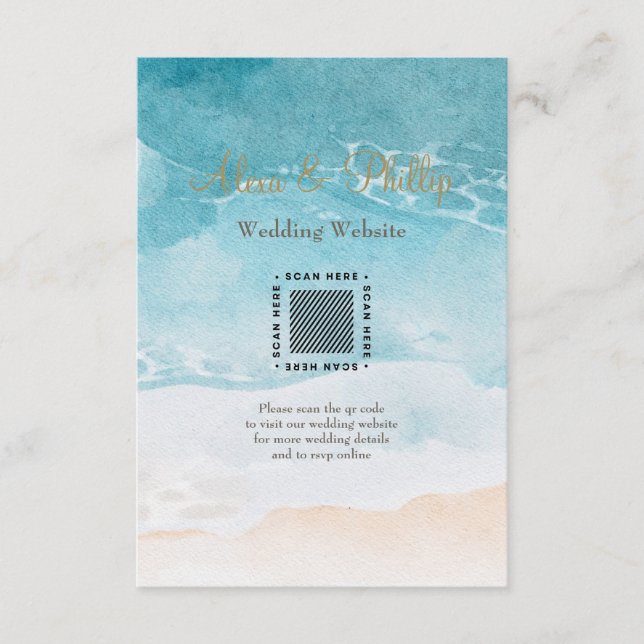 Beach, Ocean Watercolor Background Enclosure Cards (Front)