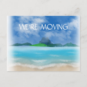Beach Ocean Watercolor Change Address Announcement Postcard