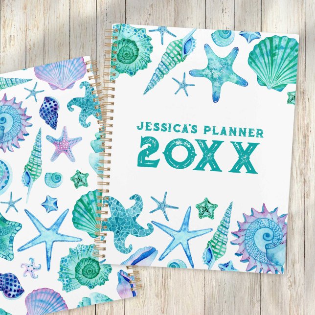 Beach Ocean Watercolor Shells & Starfish Organizer (Beach Ocean Watercolor Shells & Starfish Organizer)