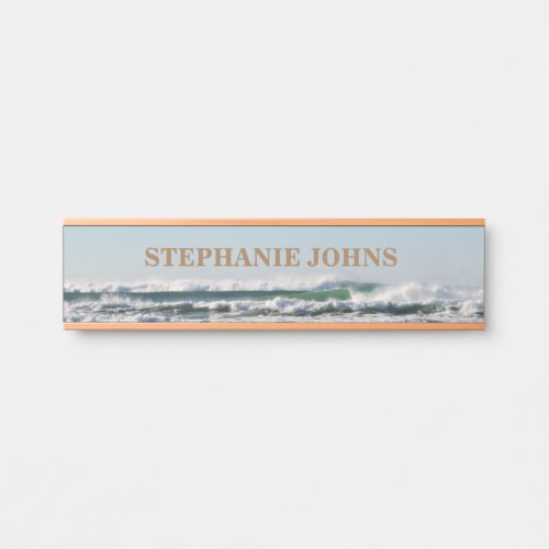 Beach Ocean Wave Monogrammed Name Water Blue Cute Door Sign