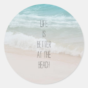 Beach Ocean Waves Classic Round Sticker