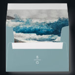 Beach Ocean Waves Monogram 5x7 Wedding Invitation Envelope<br><div class="desc">A beautiful watercolor beach ocean waves themed wedding design with minimalist accents and monogram. This design is ideal for all Spring, Summer, Fall and Winter weddings. An elegant seaside watercolor design in a contemporary theme. A classy beach wedding invitation envelope design with modern elements. Matching wedding invitations and other stationery...</div>