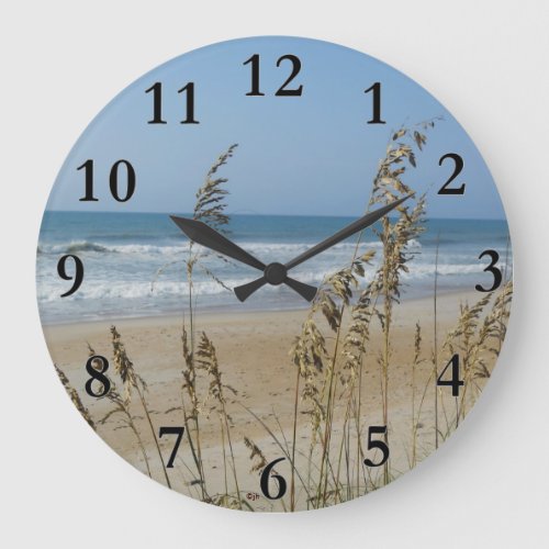 Beach Ocean Waves Sand Dune Sea Oats Landscape  Large Clock