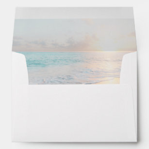 Beach Ocean Waves Sunset Peach Light Teal Custom Envelope