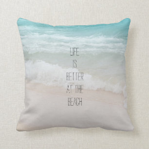 Beach Ocean Waves Throw Pillow