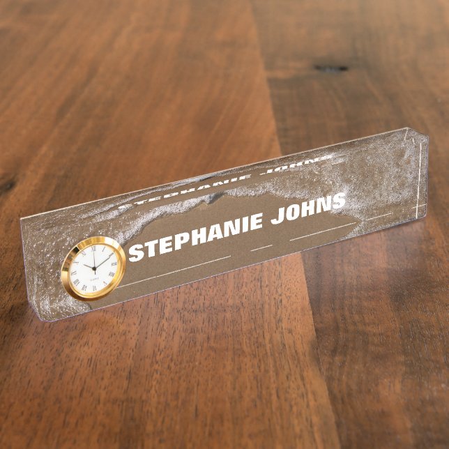 Beach Ocean Waves Water Monogram Custom Name Decor Desk Name Plate (Side)