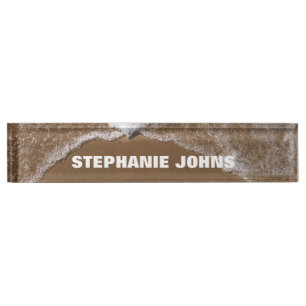 Beach Ocean Waves Water Monograms Custom Name Gift Desk Name Plate