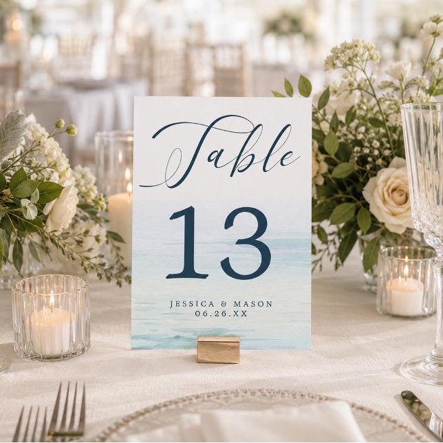 Beach Ocean Wedding 5x7 Table Numbers (Creator Uploaded)