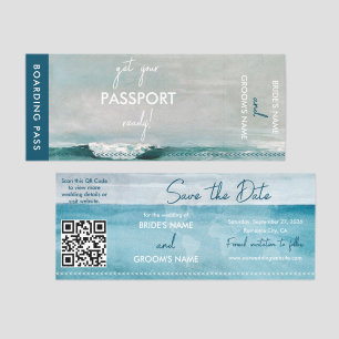 Beach Ocean Wedding Boarding Pass Save the Date Raffle Tickets