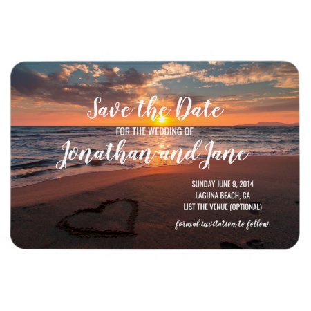 Beach Ocean Wedding Heart Deluxe Save The Date Magnet