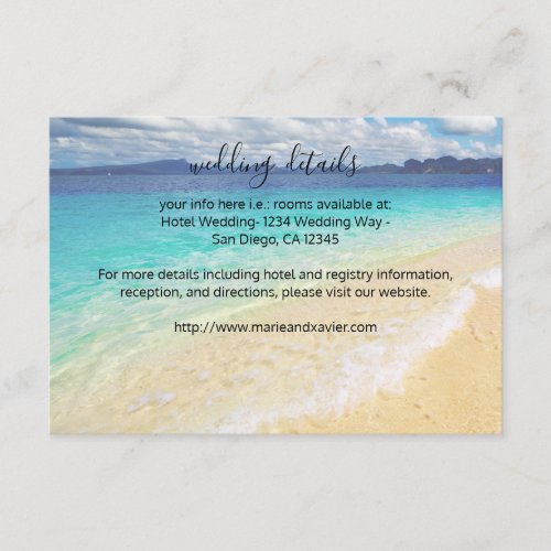 Beach  Ocean Wedding Party Details V3 Enclosure Card