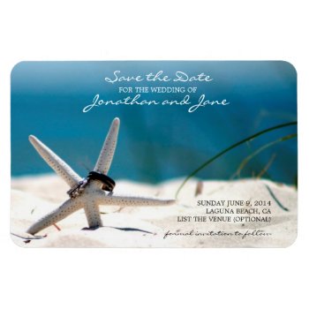 Beach Ocean Wedding Rings Starfish Save The Date Magnet by loveisthething at Zazzle