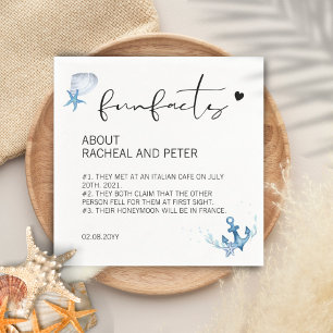 Beach Ocean Wedding Script Simple Fun Facts Napkins