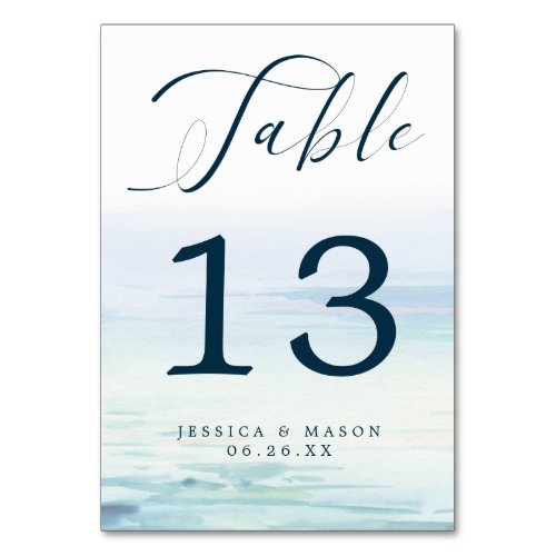 Beach Ocean Wedding Table Numbers Pedestal Sign