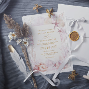 Beach Ocean Wedding Tropical Chic QR Code Wedding Invitation