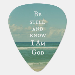 Beach Ocean with Be Still Bible Verse Guitar Pick