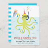 Beach Octopus Kid's birthday party Invitation (Front/Back)