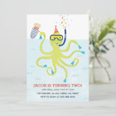 Beach Octopus Kid's birthday party Invitation (Standing Front)