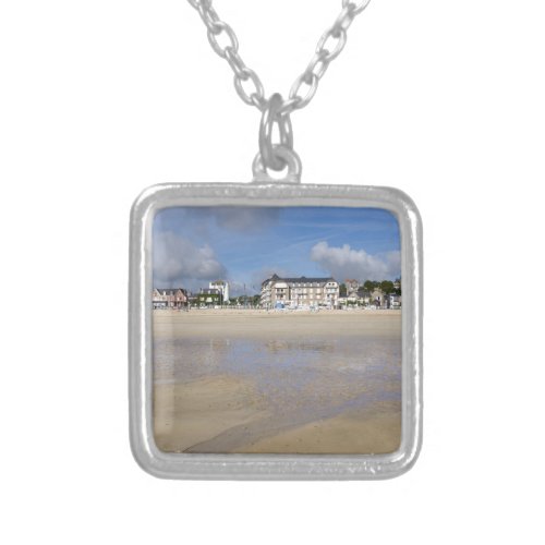 Beach of Saint_Cast_le_Guildo in France Silver Plated Necklace