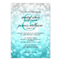 Beach Ombre Bokeh Lights Elegant Wedding Invitation