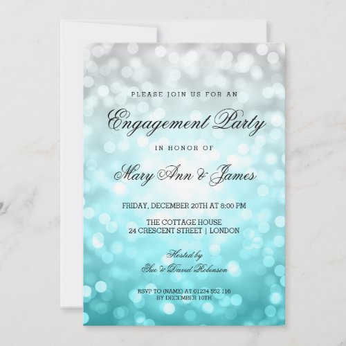 Beach Ombre Bokeh Lights Engagement Party Invitation