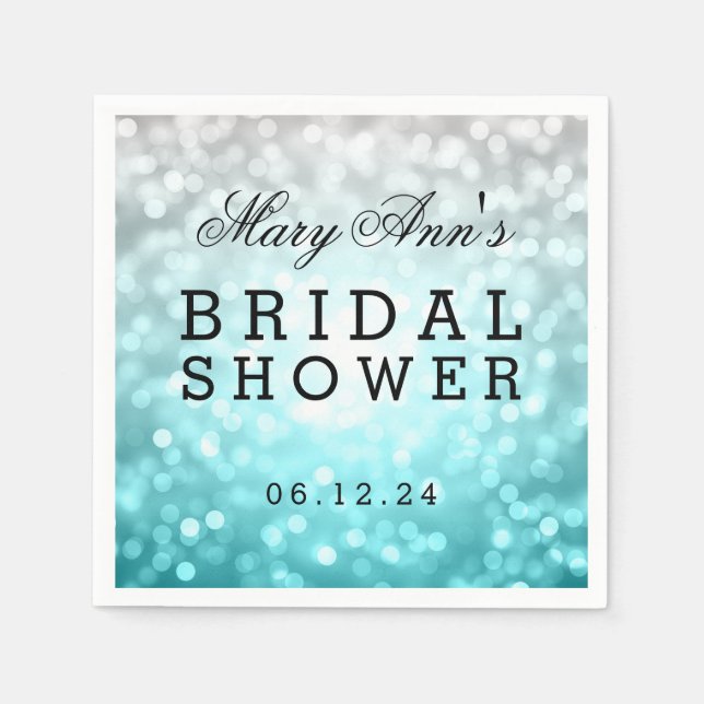 Beach Ombre Glitter Lights Bridal Shower Favor Napkins (Front)