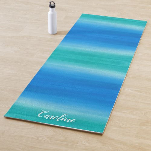Beach Ombre Ocean Blue Green Exercise Yoga Mat