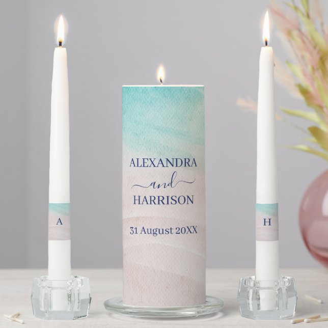 Beach Ombre Wedding Unity Candle Set (In Situ)