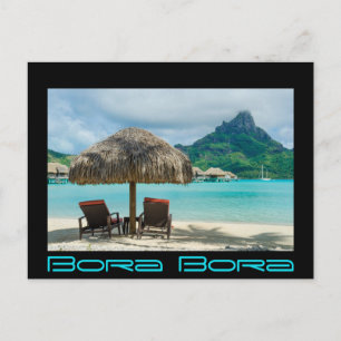 Beach on Bora Bora black border postcard