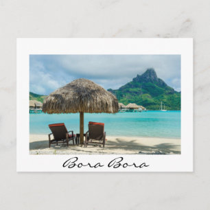 Beach on Bora Bora White Postcard