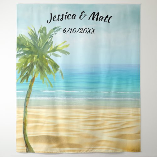 Beach or destination Wedding Photo Booth Backgroun Tapestry