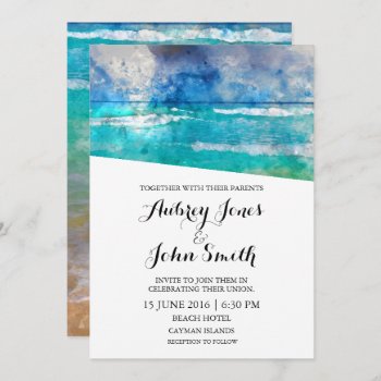 Beach Or Island Watercolor Wedding Invitation by bbourdages at Zazzle