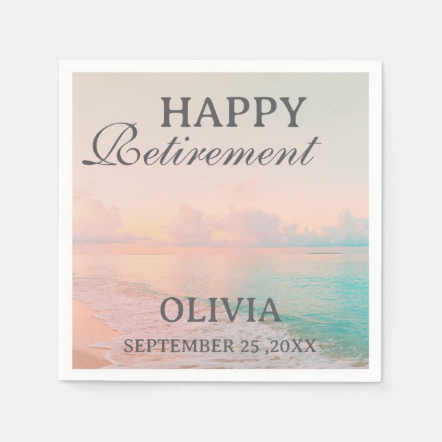 Beach or Summer Theme Retirement Party Napkins (Front)