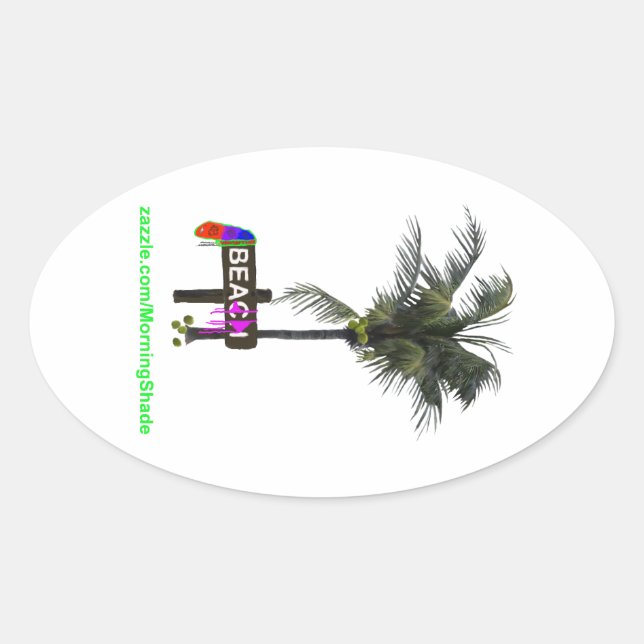 beach oval sticker (Front)
