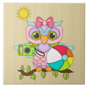 Beach Owl Theme cartoon tile