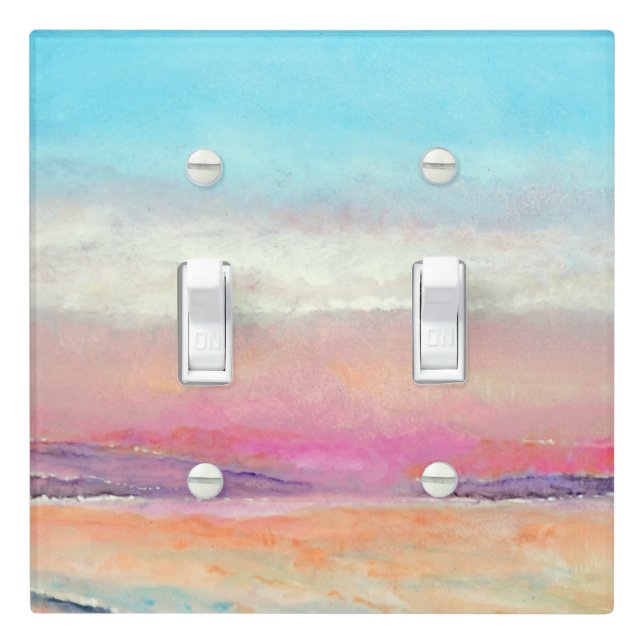Beach Painted Sunset Pastel Art Light Switch Cover (In Situ)