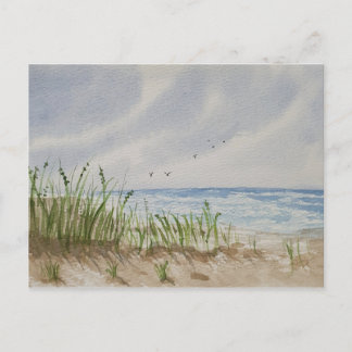 Beach painting announcement postcard