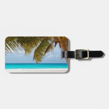 Beach Palm Branches Tree Tropical Island Sand Sea Luggage Tag by Designs_Accessorize at Zazzle